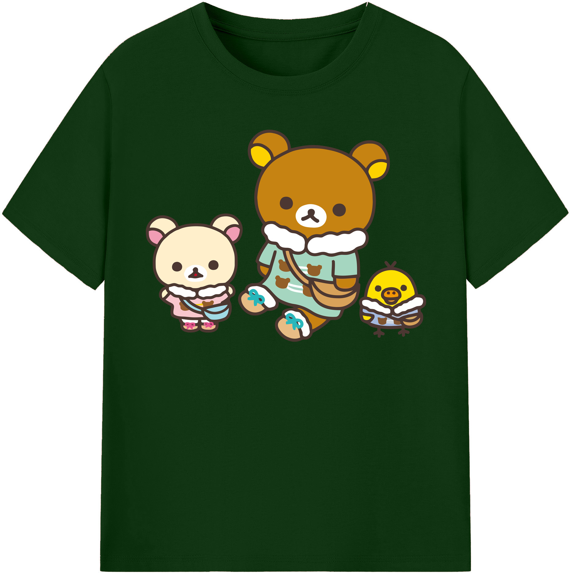 （画像用） リラックマ リラックマ キイロイトリ Rilakkuma Korilakkuma Kiiroitori 綿100％半袖Tシャツ（フロントプリント）